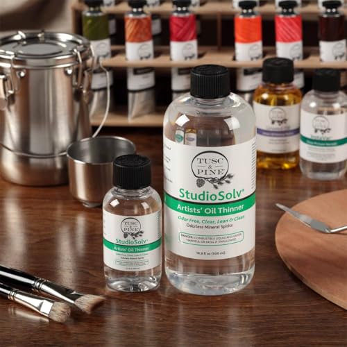 Tusc & Pine StudioSolv™ Odorless Mineral Spirits 33.8oz (1L) - Purified Odor-Free Spirit Solvent for Thinning Oils, Artists, Painting Thinner, Professionals, & More!