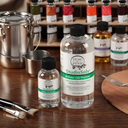Tusc & Pine StudioSolv™ Odorless Mineral Spirits 33.8oz (1L) - Purified Odor-Free Spirit Solvent for Thinning Oils, Artists, Painting Thinner, Professionals, & More!