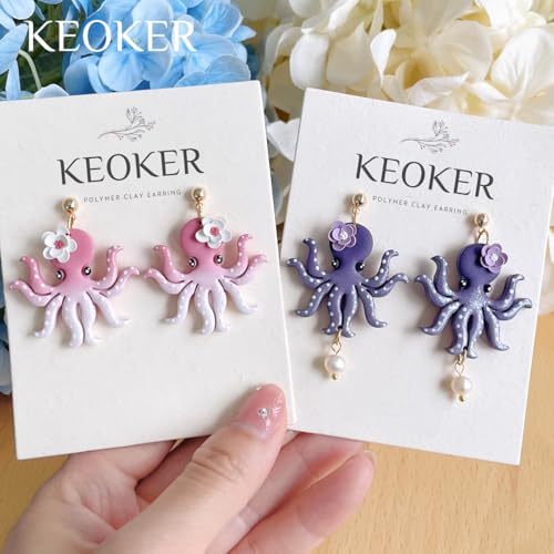Keoker Ocean Polymer Clay Cutters, 12 Shapes Clay Cutters Animals, Marine Animal Theme for Polymer Clay Jewelry, Sea Creatures - color: Ocean Color