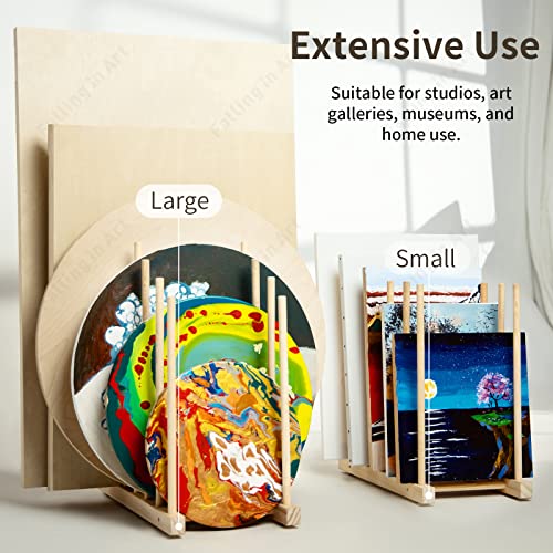 Falling in Art Large Wooden Art Storage Rack - Canvas Drying Stand for Artworks, Frames, Canvases, Drawing Boards, Prints, Panels, Paintings Display - size: Large