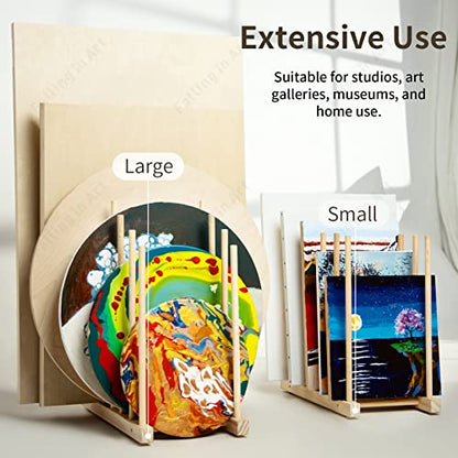 Falling in Art Large Wooden Art Storage Rack - Canvas Drying Stand for Artworks, Frames, Canvases, Drawing Boards, Prints, Panels, Paintings Display - size: Large