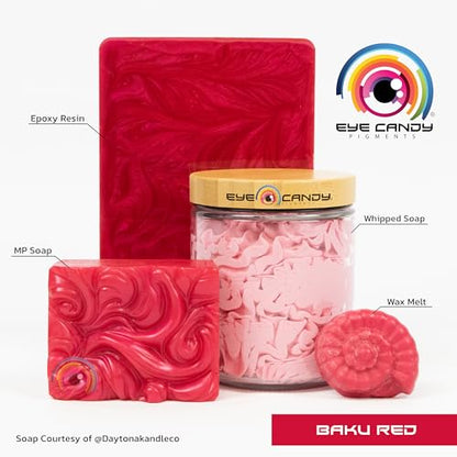 Eye Candy Pigments Premium Red Mica Powder - Baku Red (50gr) - for Epoxy, Resin, Soap, Paint, Woodworking, Acrylic Pouring, Bath Bombs, Fishing Lures - DIY Arts and Crafts Additive - color: Baku Red