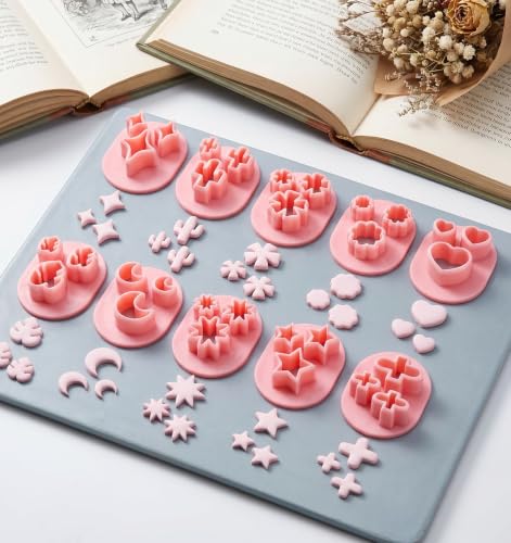 10 Pcs Mini Clay Cutters, Polymer Clay Cutters Shapes PP Material for DIY Polymer Clay Earring Handmade Craft Supplies(Pink)
