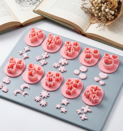 10 Pcs Mini Clay Cutters, Polymer Clay Cutters Shapes PP Material for DIY Polymer Clay Earring Handmade Craft Supplies(Pink)