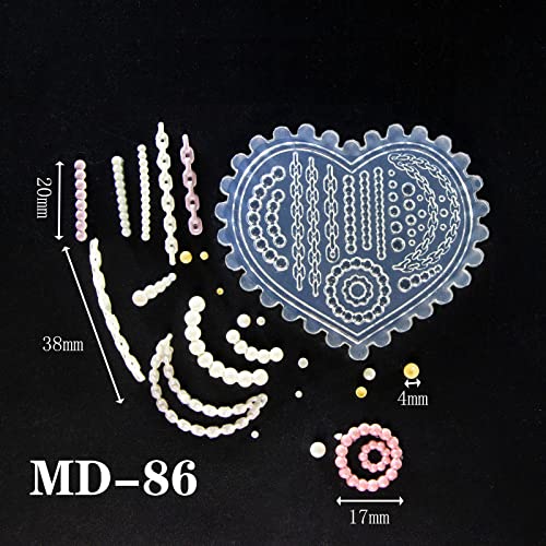 2PCS Mini Nail Art Silicone Mold,3D Chain Pearl Flower Nail Art Mold Silicone Combination Decorative Resin Mold