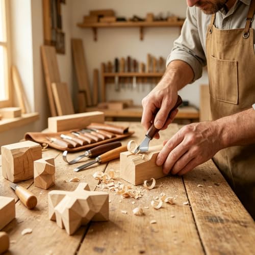 Tekchic Wood Carving Kit Deluxe-Whittling Knife, Wood Carving Knife Set, Wood Whittling Kit for Beginners, Carving Knife Woodworking Wood Carving Tools Set with Large Leather Case - color: Brown