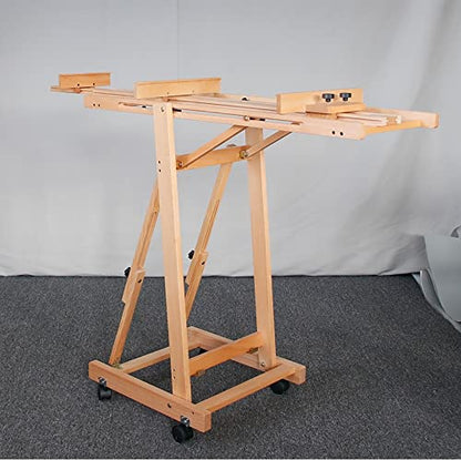 Professional Standing Solid Beech Wood Easel, Extra Large H-Frame Adjustable Height Art Craft Painting Stand, Tall Wooden Display Easels for Artists Studio Students Classroom