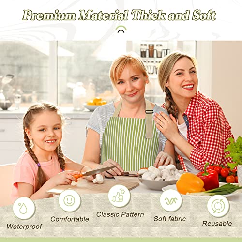 ATROPOS 2 Pack Aprons for Women with Pockets,Waterproof Cooking Aprons for Women,Adjustable Bib Apron Chef Aprons Painting Apron for Kitchen,Cooking,Baking,BBQ,Cleaning,Painting - color: Green /Blue Stripes