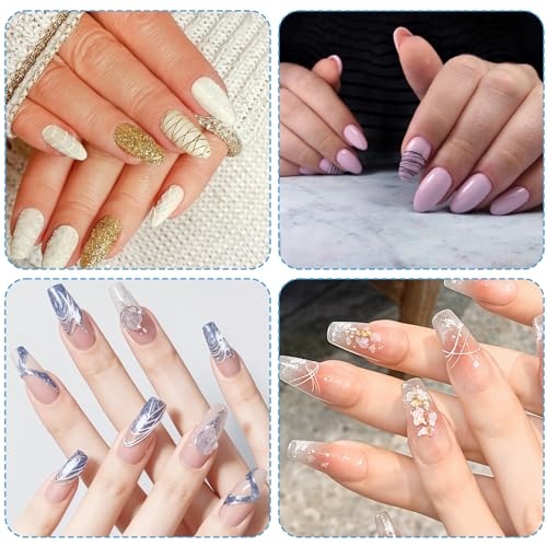 4 Pcs 7 Pin Nail Liner Art Brush, Stainless Steel Stripe Lines Nail Art Tool Pen Ultra-fine Bendable Pin Nail Manicure Tool Modeling Brush for Nail Gel Art Line Drawing Painting