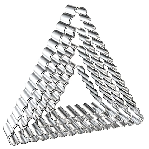 Triangle Cookie Cutter Set with Fluted Edge Large - 5 Inch, 4 Inch, 3 Inch, 2 Inch - Scalloped Wavy Edge Geometric Cookie Cutters Shapes Biscuit Fondant Clay Molds - Stainless Steel - style: Triangle