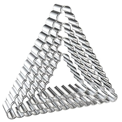 Triangle Cookie Cutter Set with Fluted Edge Large - 5 Inch, 4 Inch, 3 Inch, 2 Inch - Scalloped Wavy Edge Geometric Cookie Cutters Shapes Biscuit Fondant Clay Molds - Stainless Steel - style: Triangle