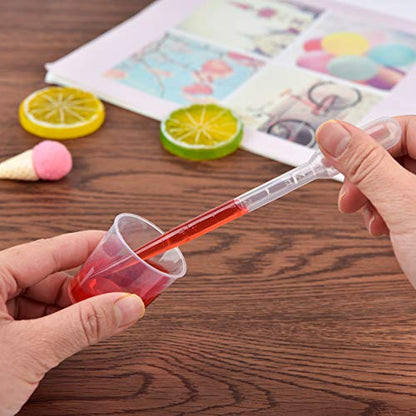 Coopay Plastic Graduated Cups Tools - 100 Pack 30ml/1oz Transparent Scale Measuring Cups,100 Pack Wooden Stirring Sticks and 3ml Transfer Pipettes for Resin, Epoxy, Stain, Mixing Paint - size: 100pcs