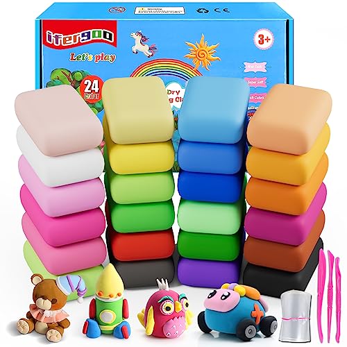 ifergoo Modeling Clay - 24 Colors Air Dry Clay, DIY Magic Clay with Tools and Munuals, Kids Toys Set for Boys and Girls - color: 24 Colors