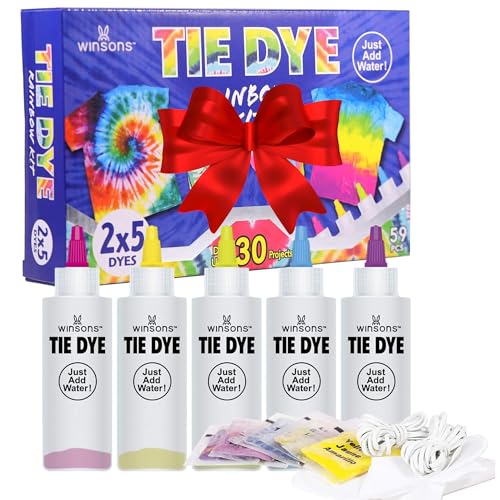 WINSONS Tie Dye Kit 5 Colors Permanent Fabric Dye Art Set for Kids Adults for School, Homemade Party, Creative Groups Activities, DIY Gift - color: 5 Colors