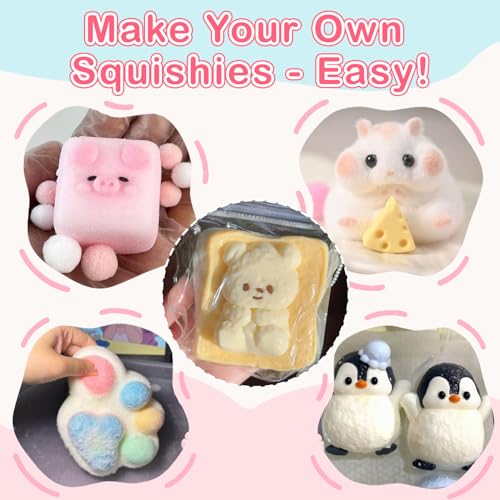 Taba Squishy Kit, 18oz Squishy Making Kit with Gel, Molds & Flocking Powder - Super Soft Bubble Free Fast Cure Liquid Silicone, Ideal for Beginners, Taba Squishy Paw, Gifts & Stress Relief