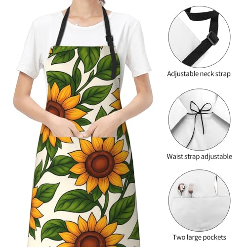 KKdskkds Tribal Boho Geometric Multi-Purpose Adjustable Waterproof Apron With Pocket For Men Women - color: Sunflower