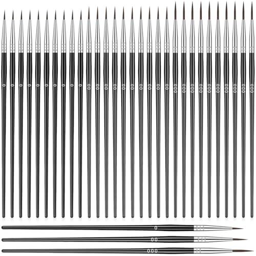 30PCS Detail Paint Brushes, 3 Sizes Fine Tip Paint Brush #0#00#000 Small Painting Brushes Set Miniature Detail Paintbrushes for Nail Art Watercolor Oil Acrylic Painting