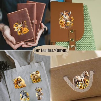 ZMRU 24 Sheets of Watercolor Style Rub on Transfers for Crafts - Perfect for Glass, Porcelain, Leather, Canvas, and Fabric Projects - IOD Transfers Included,3 * 3inch (Sunflower Animal) - style: Sunflower Animal