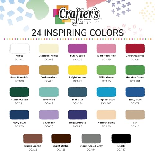 DecoArt Crafter’s Acrylic Paint Set – Popular Colors, 24 Bottles (2 fl oz) – Easy Craft Paints, Classrooms, Art Projects & DIY Crafts