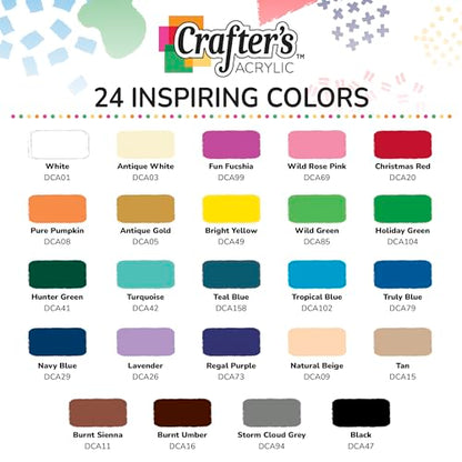 DecoArt Crafter’s Acrylic Paint Set – Popular Colors, 24 Bottles (2 fl oz) – Easy Craft Paints, Classrooms, Art Projects & DIY Crafts