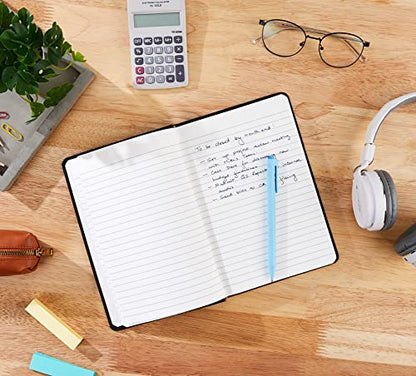 Amazon Basics Classic Lined Writing Notebook for Note Taking and Journaling, Hardcover with Elastic Closure, 240 Pages, 5" x 8.25", Black - size: 1 Pack, style: Ruled