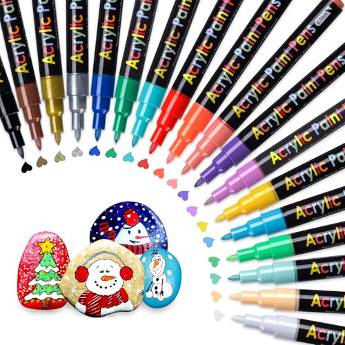 JR.WHITE Extra Fine Tip Acrylic Paint Pens Markers Set of 18: 0.7mm Fine Tip for Easter Eggs Decorating, Rock Painting, Glass, Wood, Ceramic – Easter Crafts, Scrapbooking Supplies, Drawing Art Crafts - color: 18 Colors