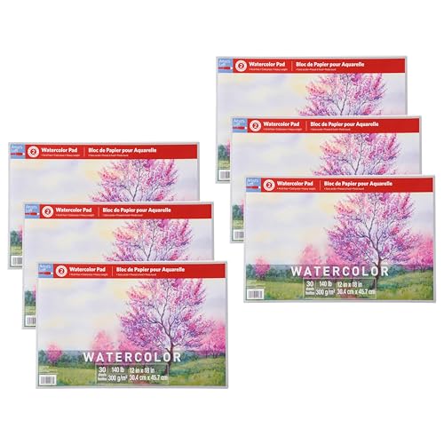 12" x 18" Level 2 Watercolor Pad by Artist's Loft - Heavyweight and Acid Free Paper for Watercolor, Gouache, and Acrylic - Bulk 6 Pack - size: 12" x 18"