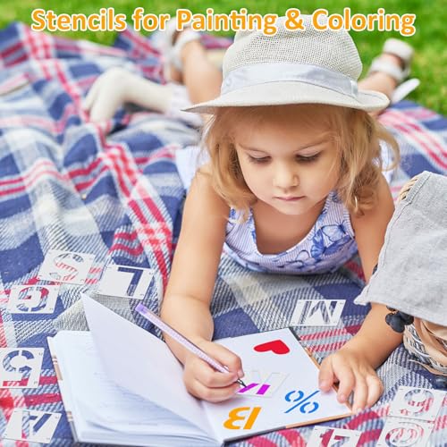 42 PCS Letter Stencils for Painting, Spray Paint Stencil, Alphabet Stencils for Crafts Reusable on Wood, Wall, Rock, Fabric, Sign, School DIY Art Projects （3 Inch - size: 3 Inch