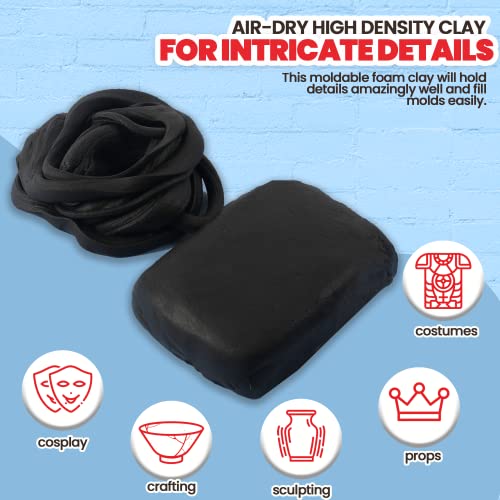 3.3 lbs Moldable Cosplay Foam Clay (Black) - Air-Dry High Density Clay for Intricate Designs - Dries Evenly Within 24-48 Hours - Sandable and Paintable Clay Foam - color: Black, size: 1500g
