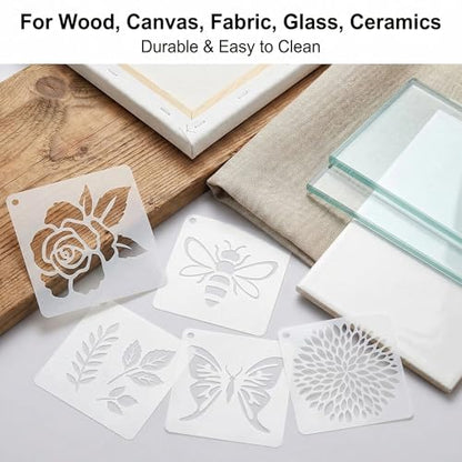 80 PCS Flower Painting Stencils Reusable Templates for Crafts & Painting on Wood, Canvas, Glass & Walls