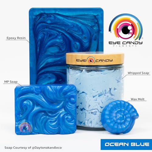 Eye Candy Pigments Premium Blue Mica Powder - Ocean Blue (50gr) - for Epoxy, Resin, Soap, Paint, Woodworking, Acrylic Pouring, Bath Bombs, Fishing Lures - DIY Arts and Crafts Additive - color: Ocean Blue