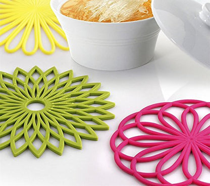 ME.FAN Silicone Trivet Mat - Kitchen Hot Pads for Pots & Dish - Insulated Teapot Trivet - Flexible, Durable, Non-Slip Large Coasters 3 Set Olive Green - color: 3set-olive Green