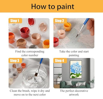 Mowana Paint by Numbers Kit for Adults - Hydrangeas Adult Paint by Numbers for Beginners on Canvas with Frame and Easel, Easy Acrylic Oil Painting by Number Kits 8x12 inch - color: Hydrangeas