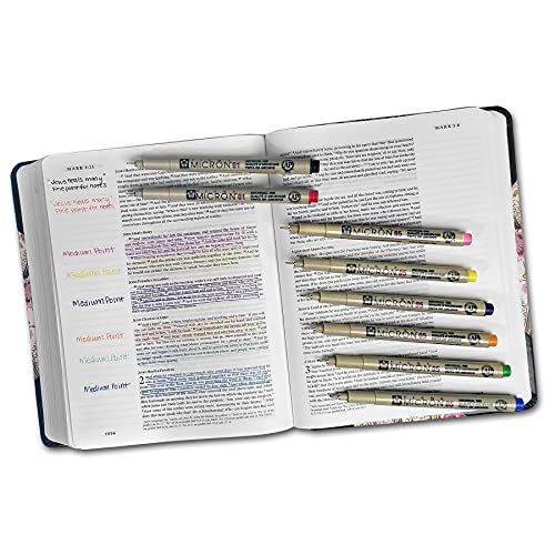 G.T. Luscombe Company, Inc. Pigma Micron 01 Fine & 05 Medium Point Inductive Bible Study Pen Kit | No Bleed Pigmented Ink (Set of 8) - style: Set of 8