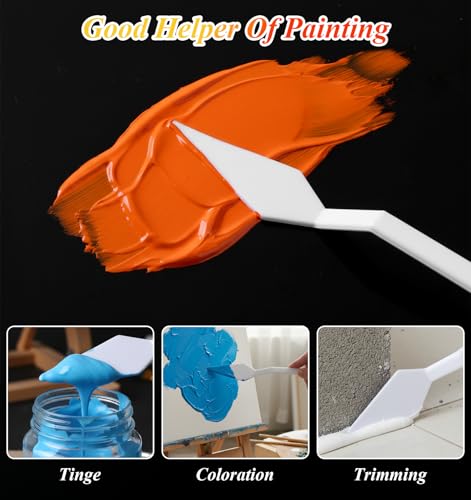 6Pcs Plastic Palette Knife Set, Thin and Flexible Plastic Paint Spatula for Acrylic Painting Art Knives Set Palette tools for Mixing, Spreading, Scratching, Layering Colors, Light Art Tools