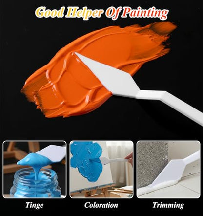 6Pcs Plastic Palette Knife Set, Thin and Flexible Plastic Paint Spatula for Acrylic Painting Art Knives Set Palette tools for Mixing, Spreading, Scratching, Layering Colors, Light Art Tools