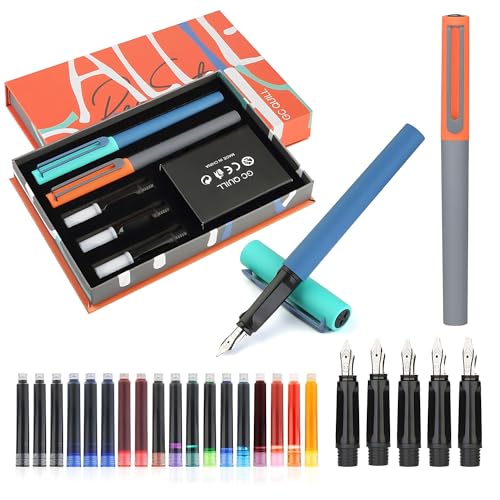 Calligraphy Fountain Pen Set - 5 Different Nibs and 18 Ink Cartridges, Calligraphy Set for Beginners - MU-20