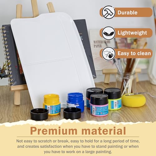 DUGATO Rectangular Plastic Paint Palette, 2-Pack Mixing Tray, 13.8 x 9 in | 3 Large Mixing Wells, Lightweight Plastic Tray, Easy to Clean, Works with Acrylic, Oil, Watercolor & Gouache - color: Rectangular - 3 Large Wells