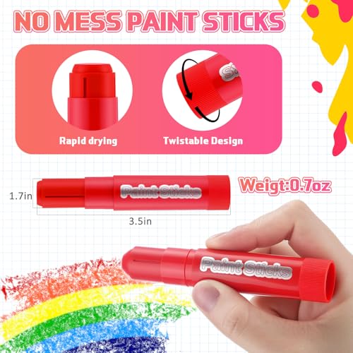 Gilprop 30 Sets Tempera Paint Sticks for Kids and Student 180 Pcs 6 Colors Washable Quick Drying Art Solid Tempera Paint Stick Bulk Crafts Supplies for Children Toddler Classroom School Favors