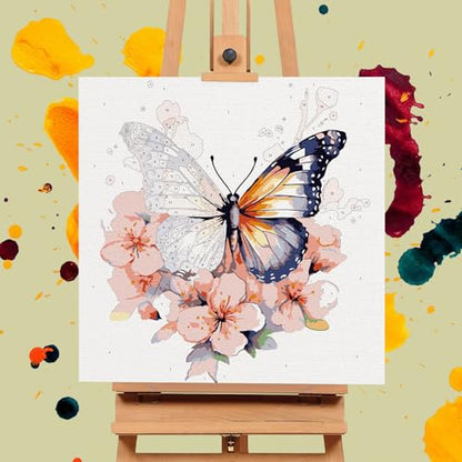 Framed Paint by Numbers Kit for Adults Beginners & Kids Ages 8-12, Butterfly Flowers Acrylic Easy Paint by Number with Frame, Number Painting Kits on Canvas Framed (12 * 12 Inch, without Easel) - color: BOP1PF05, size: 12 x 12 Inch