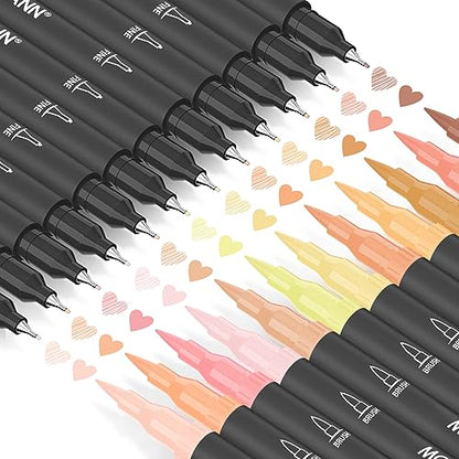 Skin Tone Markers, 12 Pack Dual Brush Pens for Art Drawing Sketching - color: Skin Tone