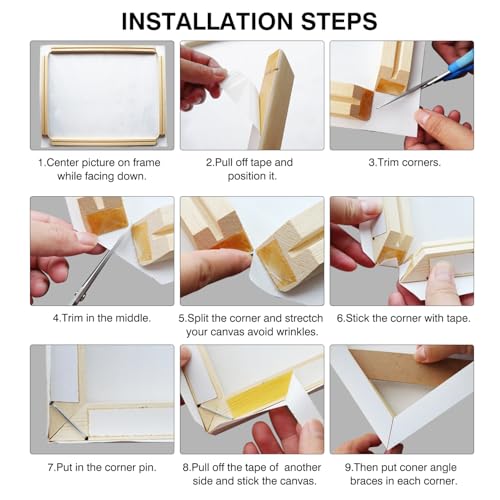 DIY Wood Canvas Stretcher Bars Kit 11" x 14", 1.25” Depth Gallery Wrapped Canvas Frame Kit for Oil Painting, Prints, Sturdy Wooden Frame for Wall Art, Easy Assembly, Made in USA - size: 11"X14"