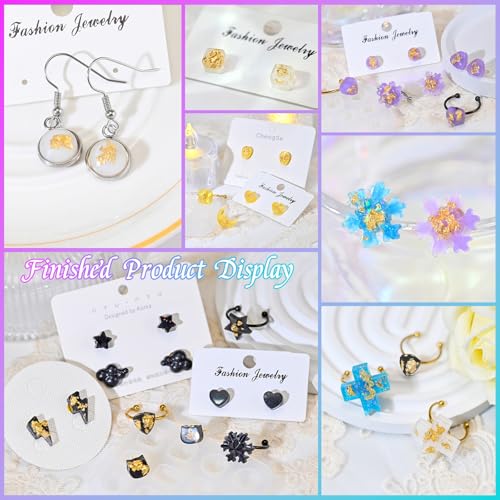 Epoxy Resin Molds Jewelry, Small UV Resin Molds Silicone Kit with Earring Backs & Ring Settings Accessories, DIY Mini Silicone Moulds for Earrings, Pendants, Rings, Necklace & Keychains Art Crafting - color: 29Pcs Small Jewelry Molds Set