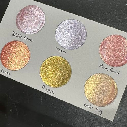 IUILE Handmade Watercolor Paints - Pink Gold Half Pan Set (6 colors) - color: Pink Gold