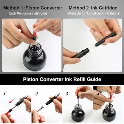 Calligraphy Fountain Pen Set - 5 Different Nibs and 18 Ink Cartridges, Calligraphy Set for Beginners - MU-20