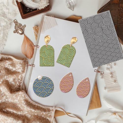 CHGCRAFT 4PCS Polymer Clay Texture Sheets Vintage Texture Stamp Sheets for Polymer Clay Texture Mat for Making Earrings Jewerly, Polymer Clay Earrings Tools, 4x2.6inch