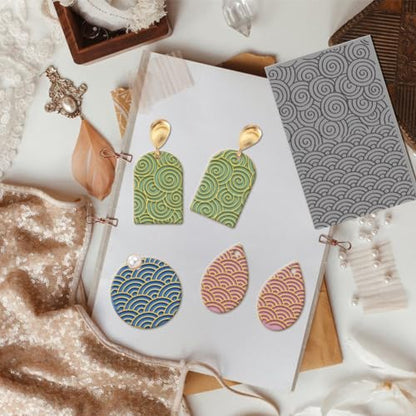 CHGCRAFT 4PCS Polymer Clay Texture Sheets Vintage Texture Stamp Sheets for Polymer Clay Texture Mat for Making Earrings Jewerly, Polymer Clay Earrings Tools, 4x2.6inch