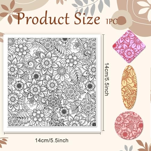 CHGCRAFT Abstract Flowers Geometric Flowers Silicone Texture Stamp Polymer Clay Molds DIY Clay Texture Tools for Clay Pottery Earring Jewelry Making Stamp Engraving Machines, Flower, 5.5x5.5inch - style: Abstract Flowers
