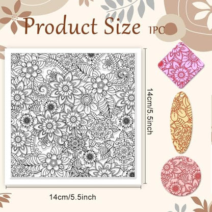 CHGCRAFT Abstract Flowers Geometric Flowers Silicone Texture Stamp Polymer Clay Molds DIY Clay Texture Tools for Clay Pottery Earring Jewelry Making Stamp Engraving Machines, Flower, 5.5x5.5inch - style: Abstract Flowers