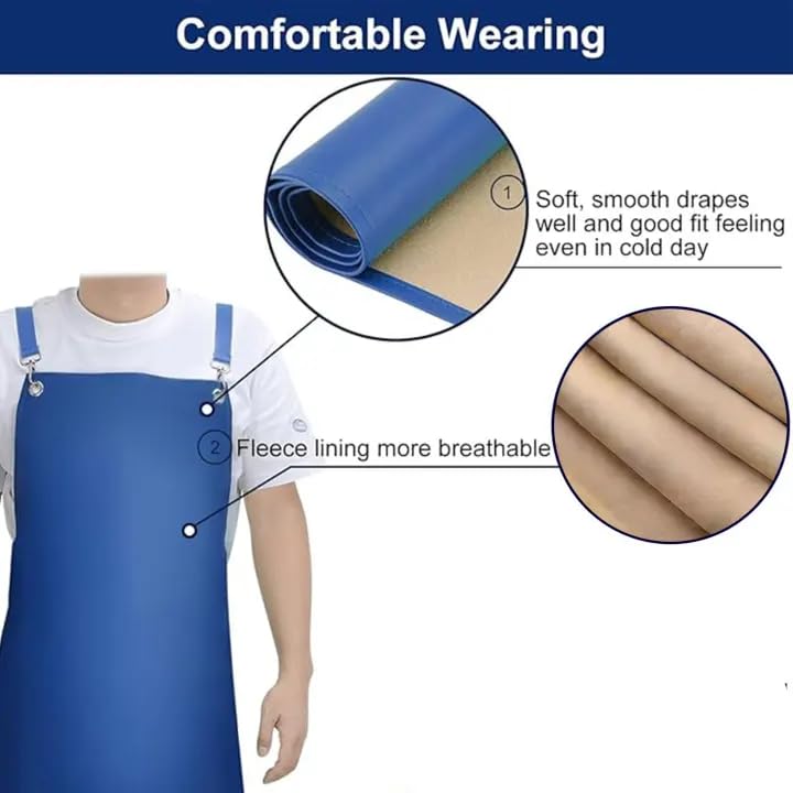 SHEOMERN Heavy Duty Vinyl Industrial Anti-Tear Apron, 43" x 26" Waterproof, Chemical Resistant, Blue, Unisex-Adults - color: Blue